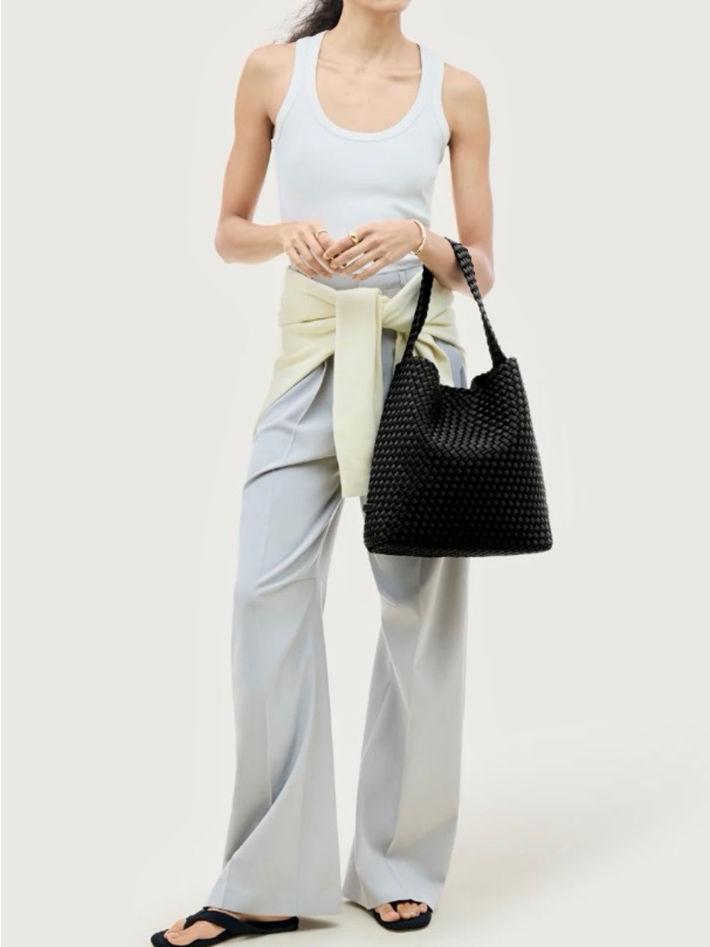 New Naghedi Nomad Medium Tote with Matching Pouch in Onyx